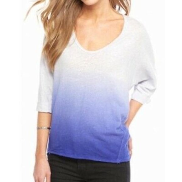 We The Free People Blue Ombre Oversized 3/4 Sleeve Size Small - Picture 1 of 6